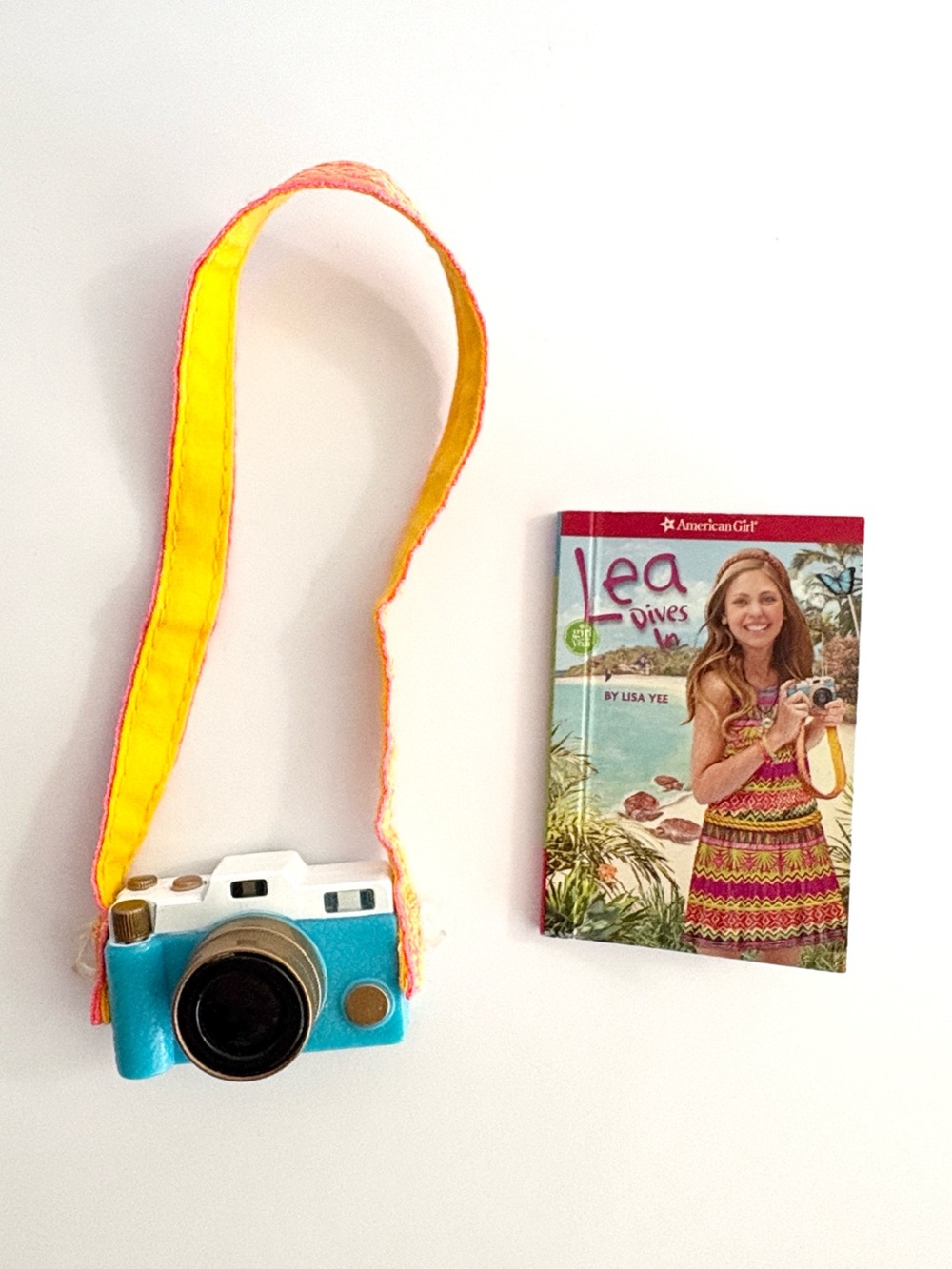 American Girl Lea camera and doll sized book